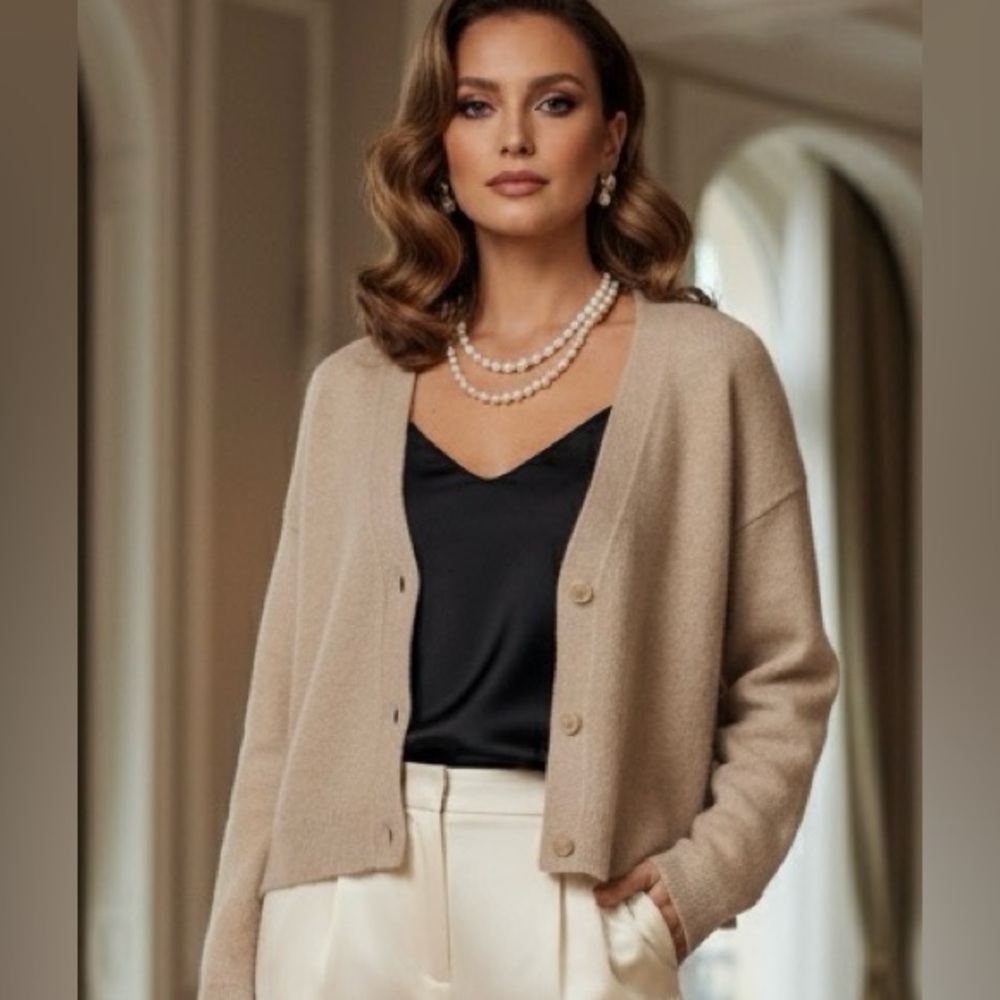 Cozy luxe Marc O’Polo Alpaca blend  cropped vneck cardigan old money, minimalist